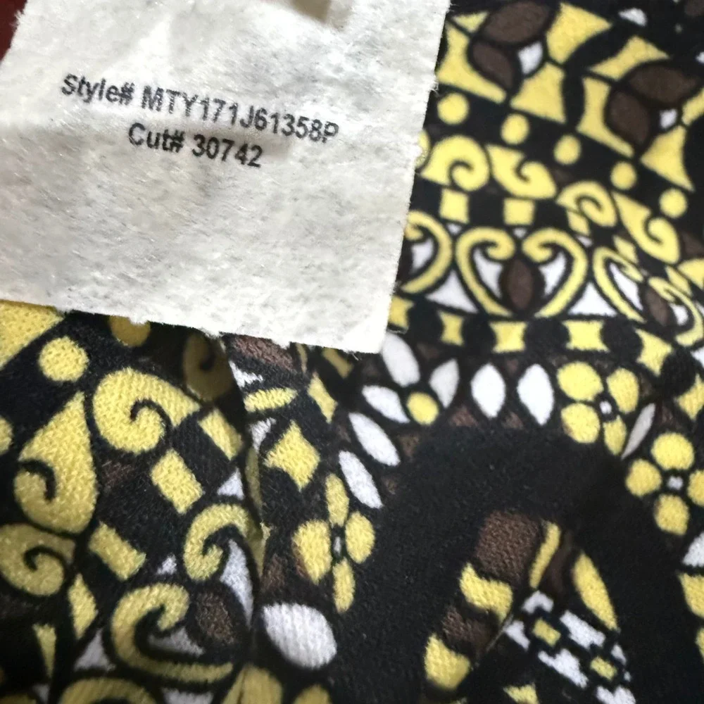 Y2K Cato L Maxi Dress Womens Yellow Black Geometric Medallion Boho Ruffle Hem